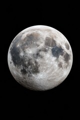 Fototapeta premium Detailed Full Moon Isolated on Transparent Background with Craters and Texture for Astronomy Science and Lunar Exploration Design Projects