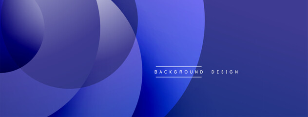 Fototapeta premium Abstract blue background. Overlapping circles create dynamic gradient effect. Minimalist design with text elements present.