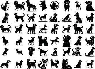 dog silhouette bundle set vector illustration