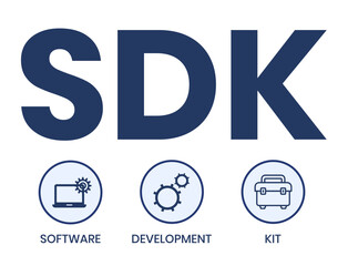 SDK - Software Development Kit acronym. business concept background. vector illustration concept with keywords and icons. lettering illustration with icons for web banner, flyer, landing page