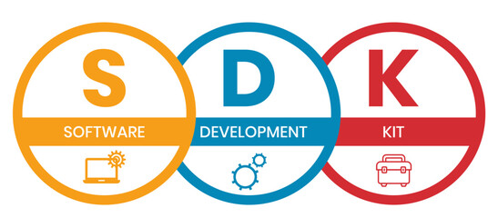 SDK - Software Development Kit acronym. business concept background. vector illustration concept with keywords and icons. lettering illustration with icons for web banner, flyer, landing page