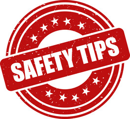 Safety tips red stamp, Stamp round style