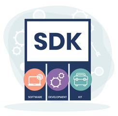 SDK - Software Development Kit acronym. business concept background. vector illustration concept with keywords and icons. lettering illustration with icons for web banner, flyer, landing page