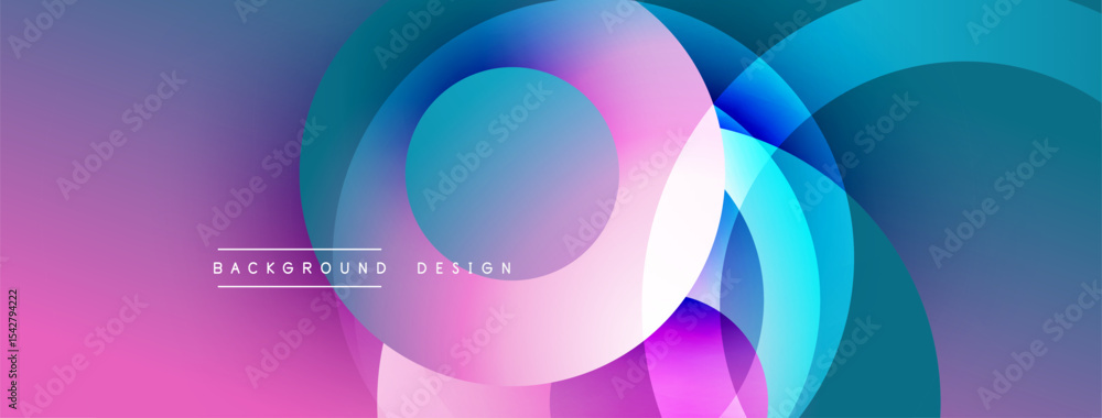 Aufkleber abstract colorful circles overlap. gradient shades transition from pink to blue. modern design eleme