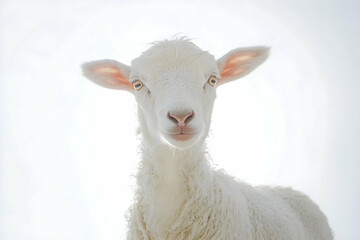 Fototapeta premium Close-up of white lamb symbolizing purity during Eid al-Adha.