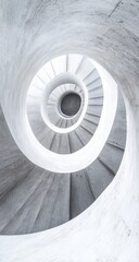 Fototapeta premium Abstract spiral staircase, white concrete