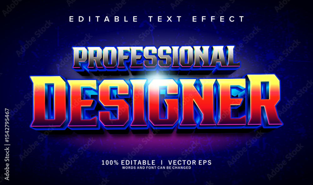 Poster professional designer vector text effect with modern style design