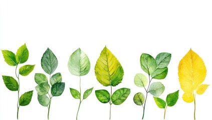 Watercolor botanical illustration of various leaves (1)