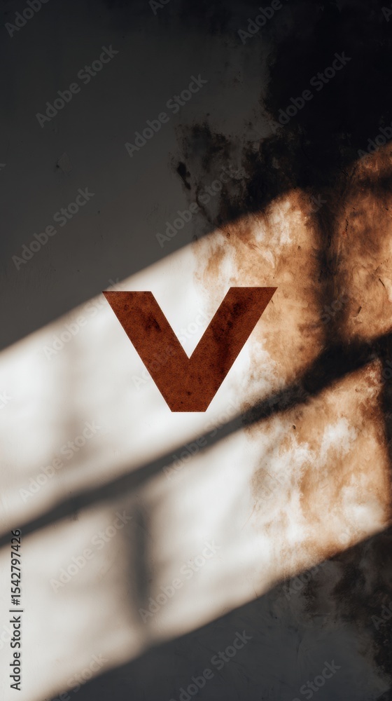 Poster modern minimalist vote check mark icon on textured wall with natural light shadows for approval and 