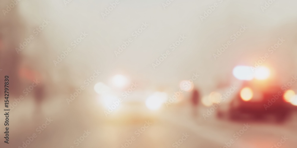 Poster blurred emergency police lights with bokeh effect at active crime scene for rapid response and publi