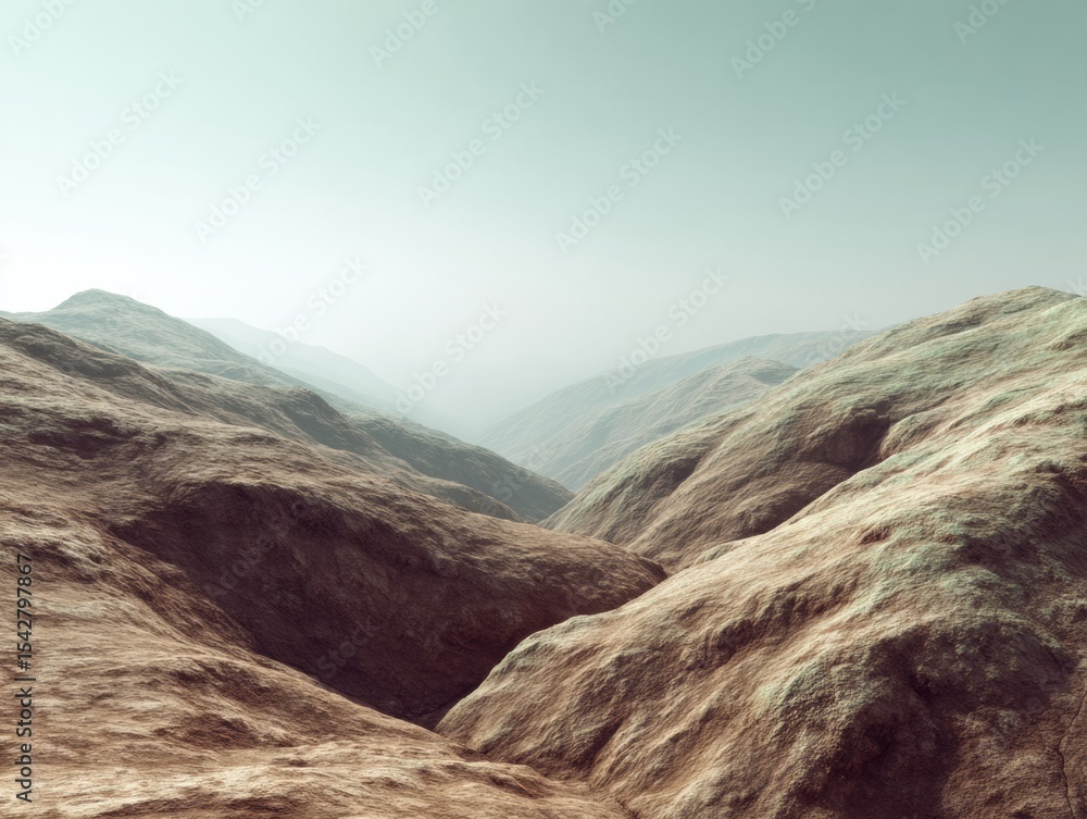 Poster aftershock rugged terrain and eroded hills showing geological change and earthquake impact for envir