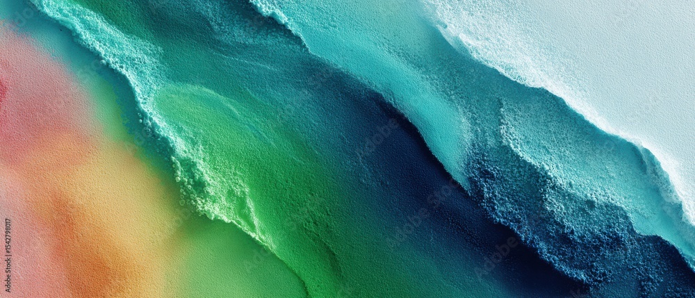 Poster washed pigment water paint strokes with vibrant tropical palette and smooth brushwork, showcasing fl