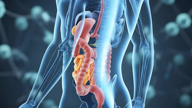 Human digestive system 3 d animation detailed anatomy visualization