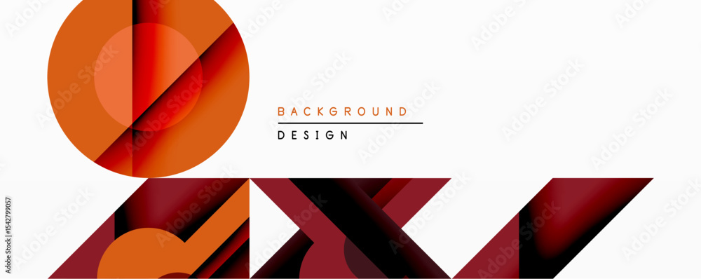 Aufkleber Abstract geometric composition. Overlapping shapes create dynamic visual effect. Warm color palette dominates design, offering modern aesthetic. Minimalist style, clean lines.