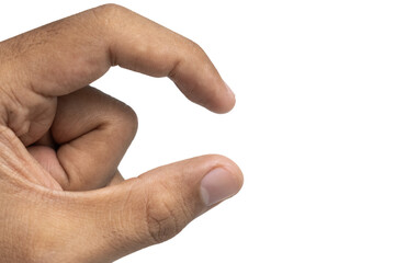 male hand holding something isolated on white background. use for placing a product. transparent png