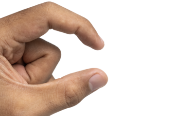 male hand holding something isolated on white background. use for placing a product. transparent png