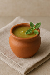 clay pot with basil
