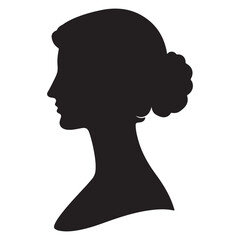 Classic Female Silhouette – Elegant Woman Profile Vector on White Background