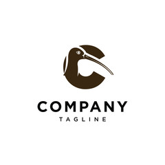 Letter C Curlew bird Logo Icon Vector