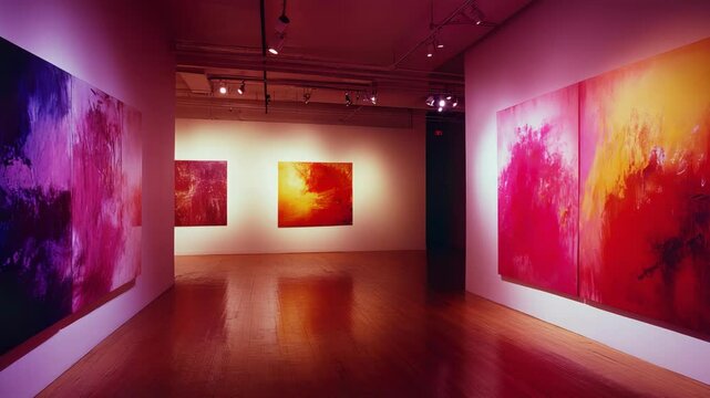 Two paintings on a wall in an art gallery