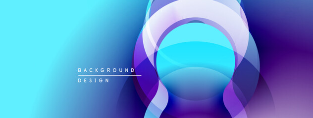 Abstract background features overlapping circles, vibrant blue, purple gradients. Modern design element for digital projects.