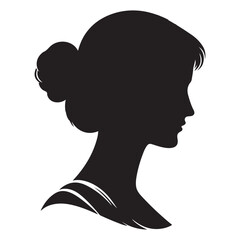 Classic Female Silhouette – Elegant Woman Profile Vector on White Background