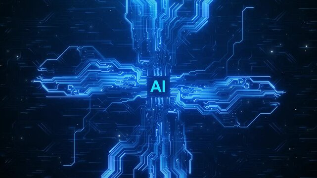 3D Innovative Advanced AI Chip Artificial intelligence chipset circuit board futuristic concept technology computer chipset technology network. Machine learning Electronics generate. Big data storage