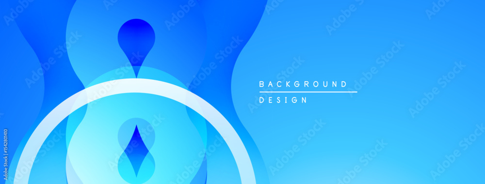 Poster abstract blue waves, fluid shapes create dynamic background. gradient shades offer depth, modern aes