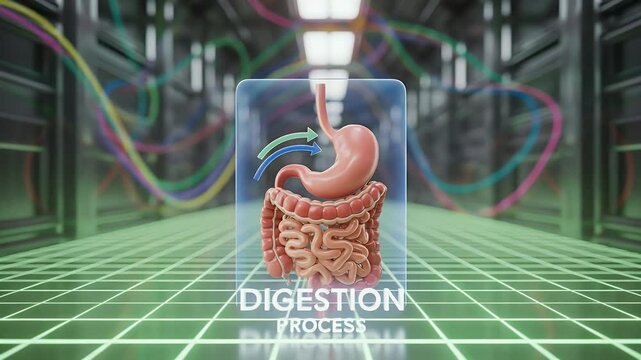 Human digestive system 3 d animation technology background