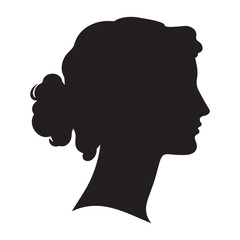 Classic Female Silhouette – Elegant Woman Profile Vector on White Background