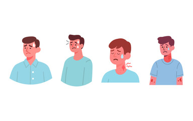 Flat Medical Illustration of Meningitis Signs and Symptoms on White Background