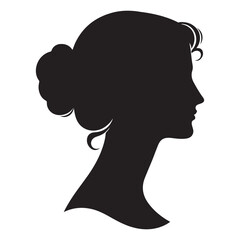 Classic Female Silhouette – Elegant Woman Profile Vector on White Background