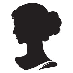 Classic Female Silhouette – Elegant Woman Profile Vector on White Background
