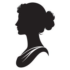 Classic Female Silhouette – Elegant Woman Profile Vector on White Background