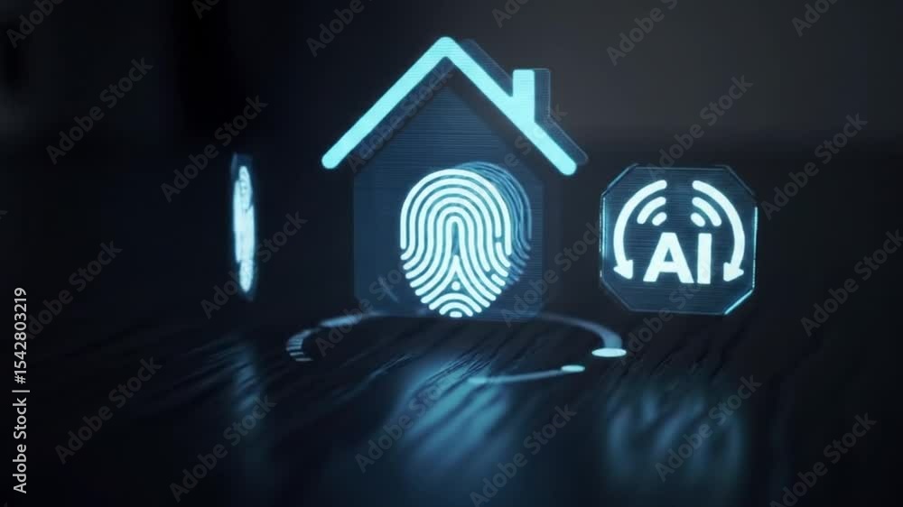 Aufkleber artificial intelligence for home security and automation concept in holographic style