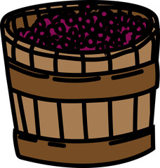 Hand Drawn Doodle of Grapes, Wine Bottles, Glasses, Corkscrews and Barrels – Winery and Vineyard Themed Vector Set