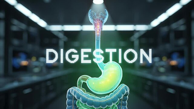 Human digestive system 3 d model animation