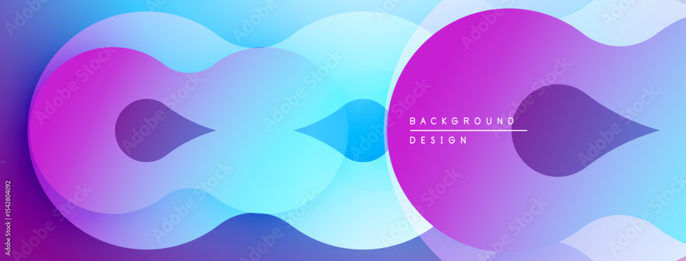 Aufkleber Abstract fluid shapes blend vibrant blues, purples. Gradient colors create dynamic composition. Modern design element for backgrounds.