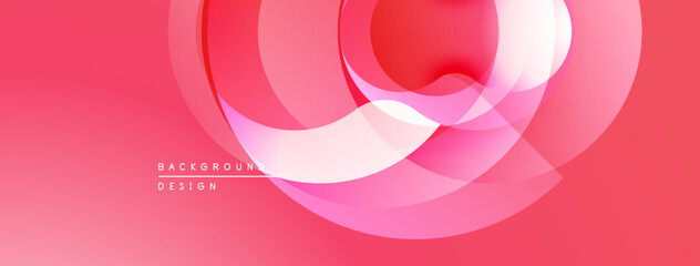 Abstract pink design features overlapping circles. Gradient shades create depth, modern aesthetic. Minimal text present.