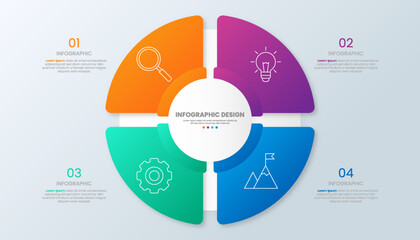 Circle shape infographic chart template with 4 options.