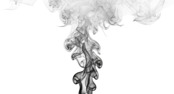 Smoke plume abstract background isolated PNG with Transparent Background