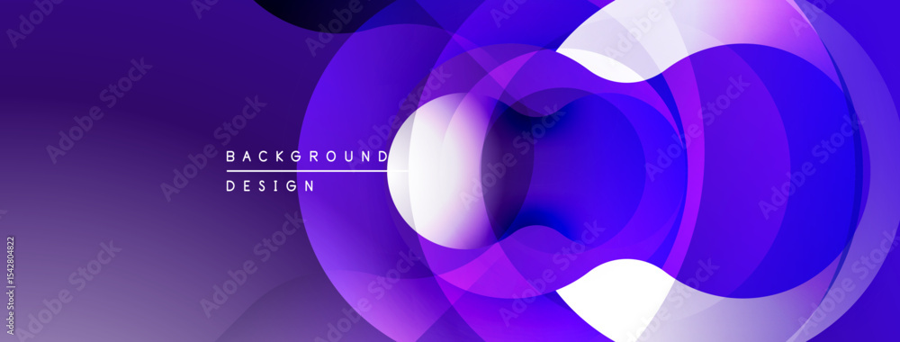 Poster Abstract purple design features overlapping circles, creating dynamic visual effect. Gradient shades enhance depth, modern aesthetic.