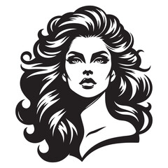 Vintage woman head 60s style, Young woman, Retro comics woman head illustration