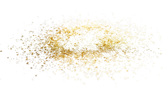Scattered gold glitter dust particles isolated PNG with Transparent Background