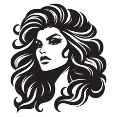 Vintage woman head 60s style, Young woman, Retro comics woman head illustration