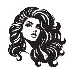 Vintage woman head 60s style, Young woman, Retro comics woman head illustration