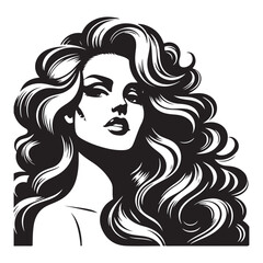 Vintage woman head 60s style, Young woman, Retro comics woman head illustration