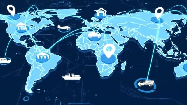 world map with binary code