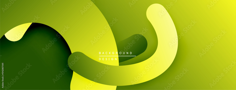Poster abstract layered design. smooth curves create depth, using vibrant green hues. modern aesthetic, sui