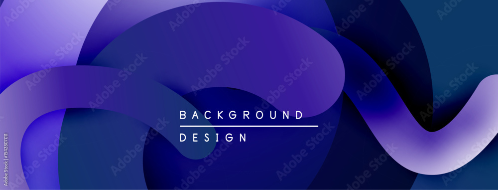 Poster abstract fluid shapes, vibrant purple hues, modern design. background features overlapping layers, s